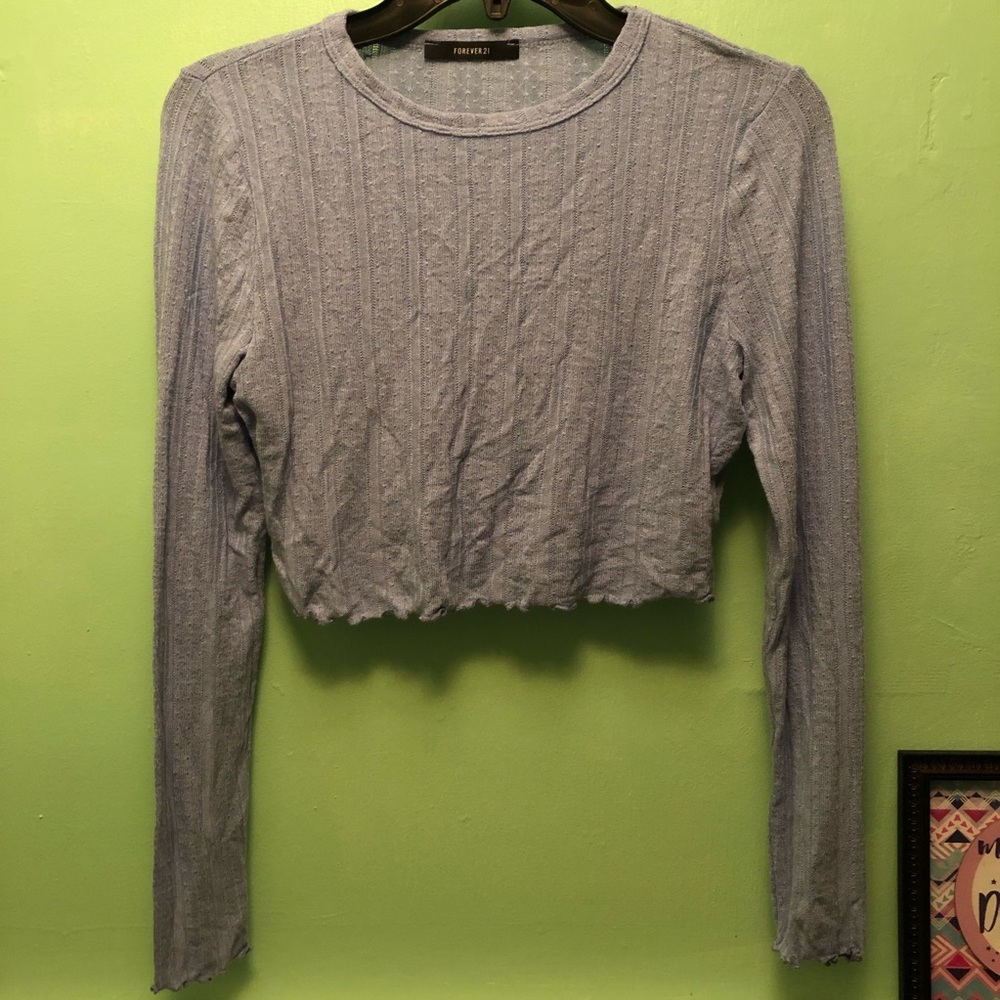 Forever 21 Blue Lightweight Sweater Crop Top